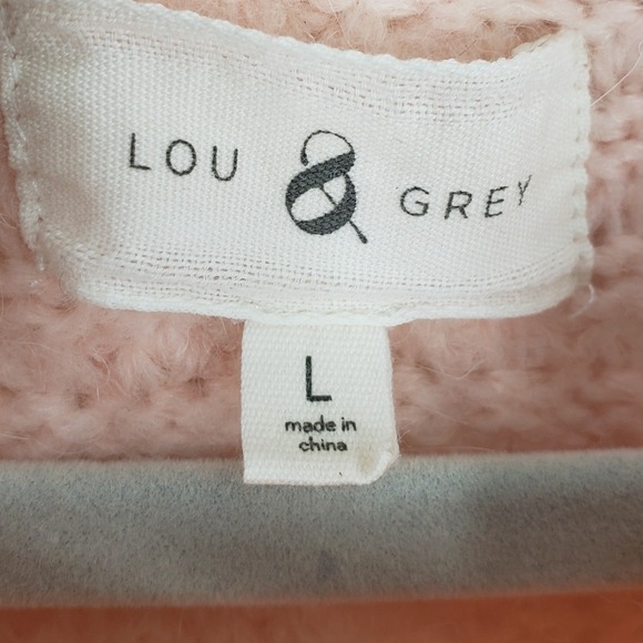 Lou & Grey Waffle Knit Pullover Sweater Womens Sz L Pink Alpaca Blend Raglan - Picture 3 of 8